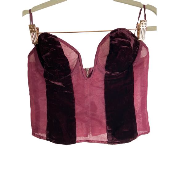 NBD Clarke Bustier Top Underwire Sheer Mesh Velvet Panel Party Statement Sz S - Picture 4 of 10
